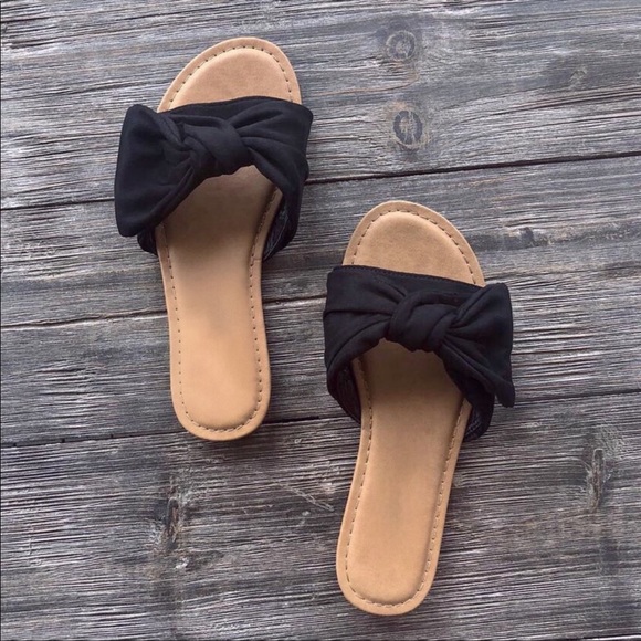 black bow tie sandals